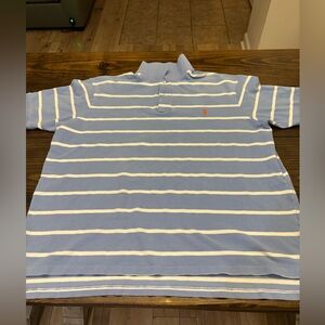 Ralph Lauren Light Blue and White Striped Polo